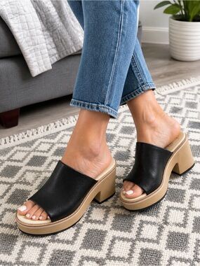 Dolce Vita CLEAR Black Slide Sandals Wedge Platform Size 9.5 Women’s